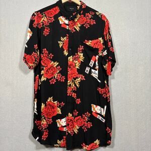 Rolla's Men's Floral Cigarette Button Shirt Large Unique Retro Hawaiian